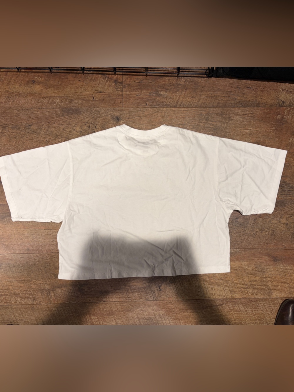BuffBunny White Cropped Graphic Tee with Green and Tan Logo NWOT - Picture 4 of 4